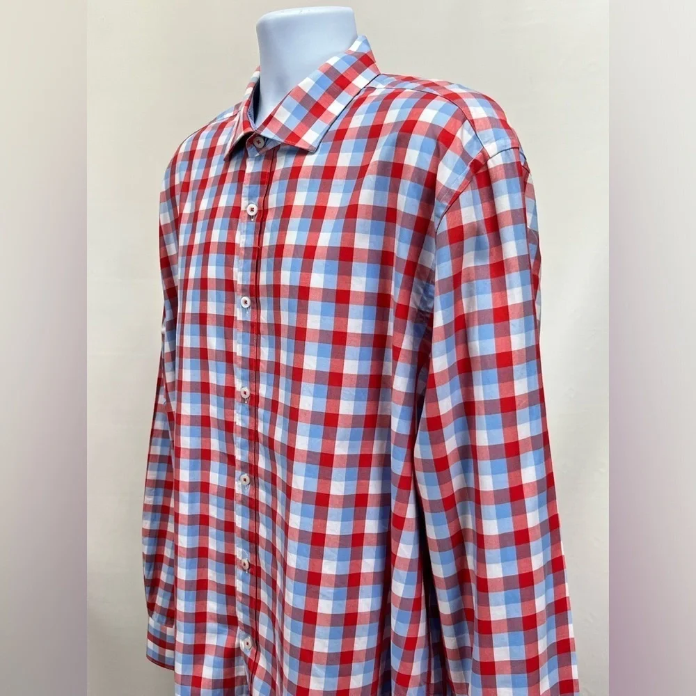 JAMES TATTERSALL Men’s red and blue check long sleeve shirt size XXL - Picture 6 of 13